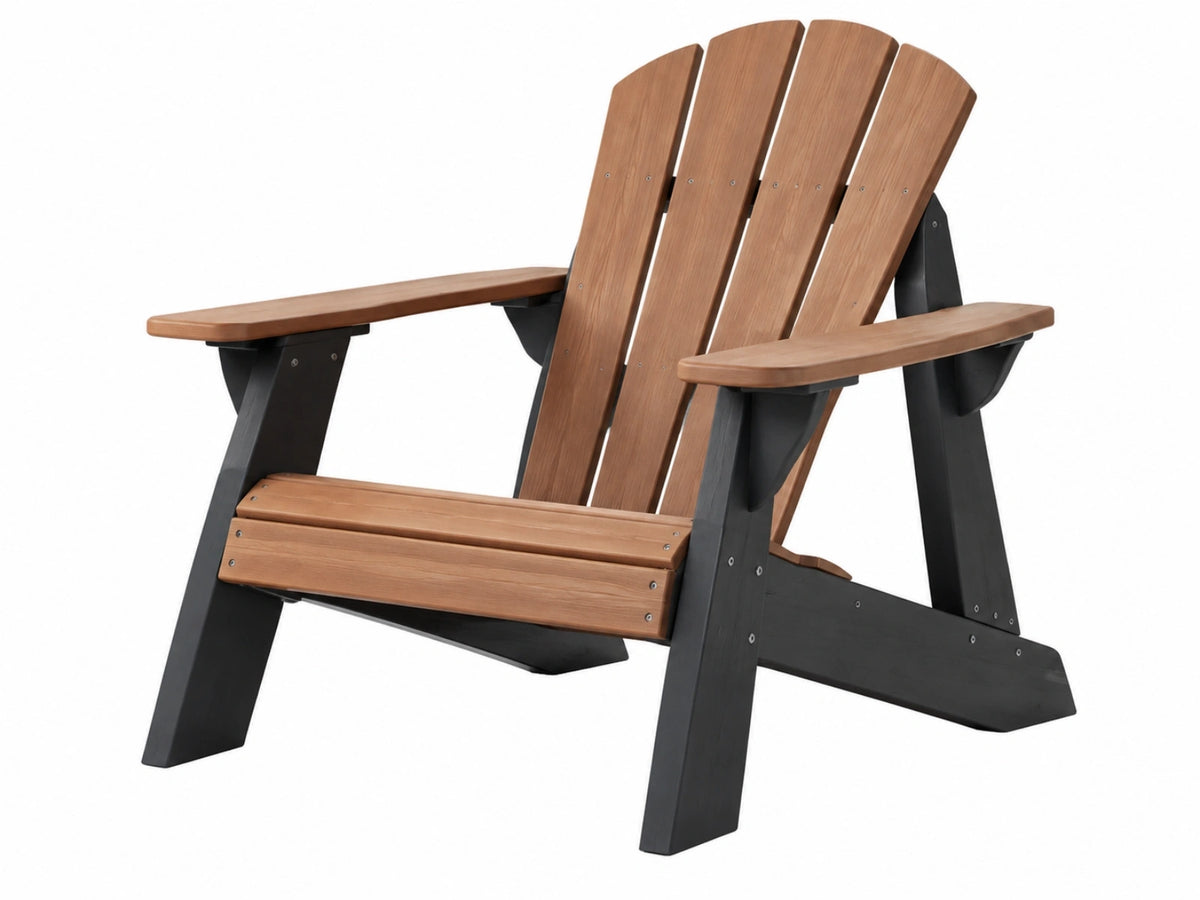 Adirondack Gartenstuhl 83 x 80 x 98 cm Holz Kunststoff Braun Schwarz für Terrasse mit breiten Armlehnen