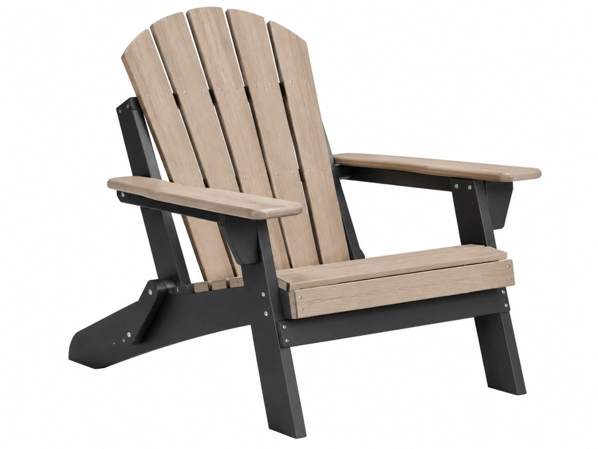 Adirondackstuhl 83 x 78 x 95 cm Kunststoff Holzoptik Schwarz Gartenstuhl mit breiten Armlehnen