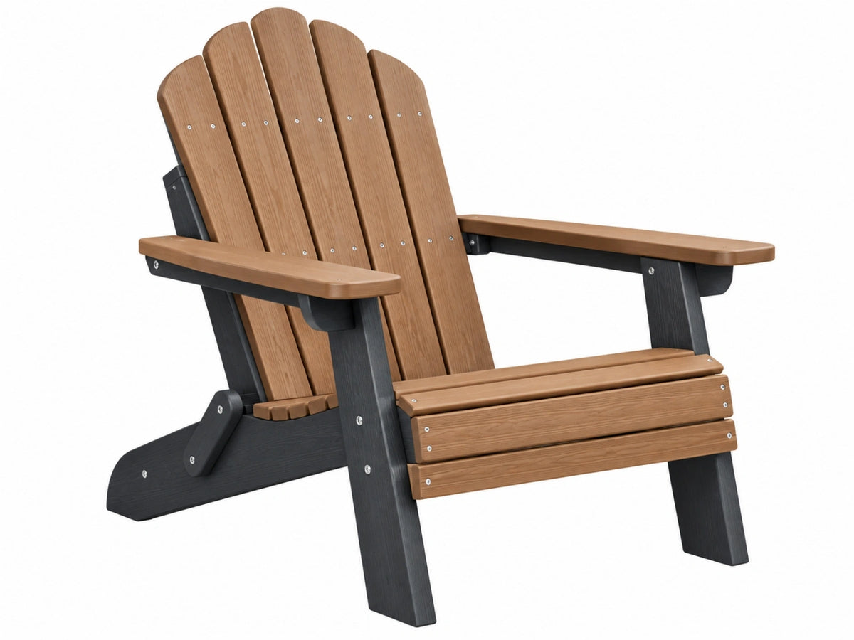 Adirondack Gartenstuhl 83 x 79 x 95 cm aus Kunststoff in Braun Schwarz mit breiten Armlehnen
