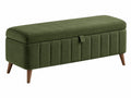 Sitzbank 110 x 40 x 45 cm olivgrüner Stoff mit Stauraum Retro-Stil