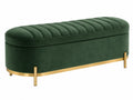 Sitzbank 120 cm Samt Grün mit Stauraum und Metallgestell