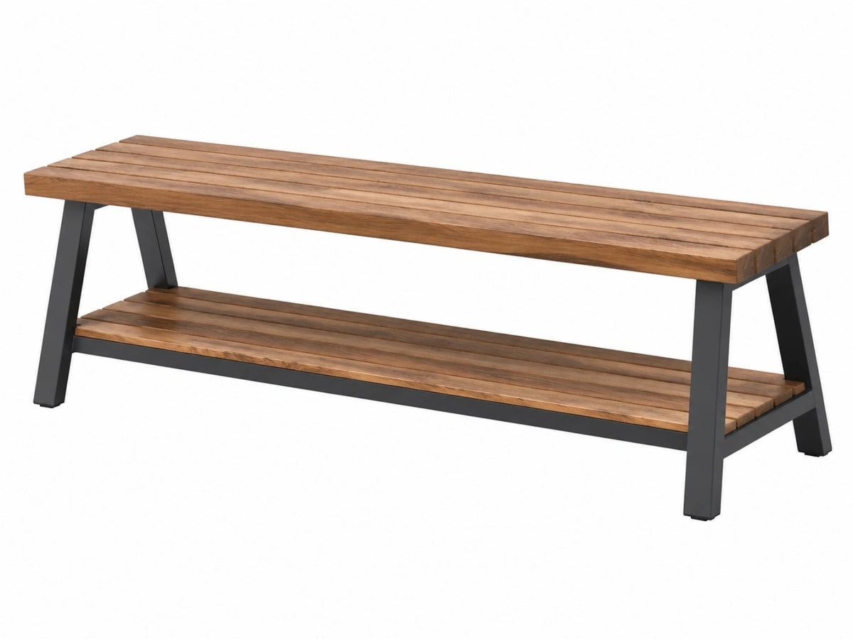 Gartenbank 160 x 40 x 45 cm Holz Metall Braun Schwarz Industrie-Stil