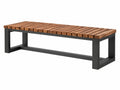 Gartenbank 180 x 40 x 45 cm Holz Metall Braun Schwarz mit Lattenoberfläche