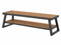 Gartenbank 180 x 40 x 45 cm Holz Metall Braun Schwarz mit Ablage im Industriestil