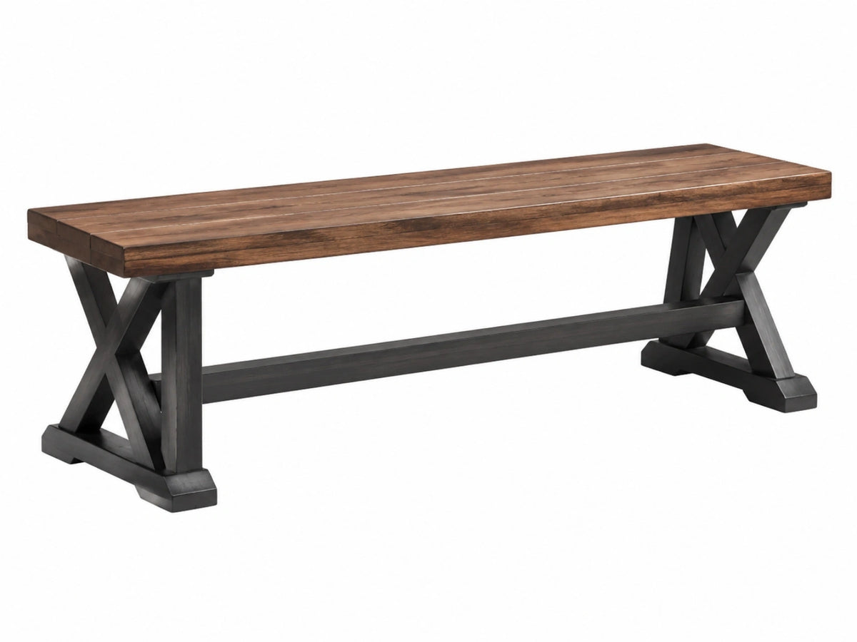 Sitzbank 180 x 40 x 45 cm Holz Braun Schwarz im Industrie-Stil