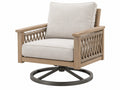 Drehsessel 78 x 82 x 90 cm aus Holz und Seilgeflecht in Naturbeige mit Drehfunktion