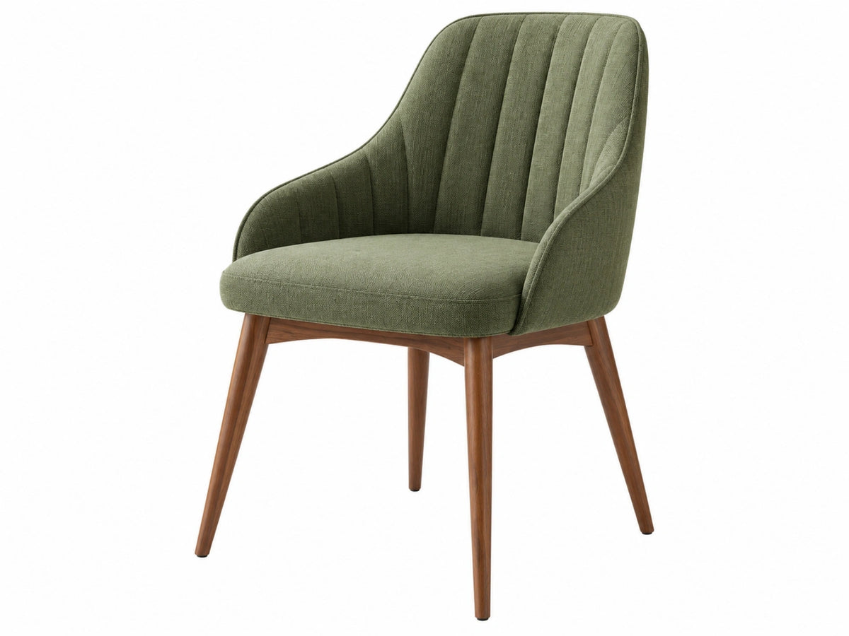 Polsterstuhl 61 x 63 x 86 cm Stoff Grün mit Holzbeinen - Esszimmerstuhl im Retro-Stil