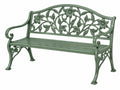 Gartenbank 125 x 60 x 90 cm Metall Grün mit Blumenrelief im Landhausstil