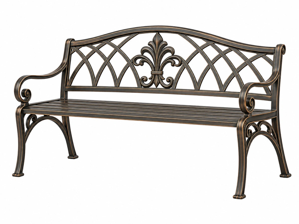 Gartenbank 127 x 60 x 93 cm Metall Schwarz Bronze für Außenbereich im Antikstil
